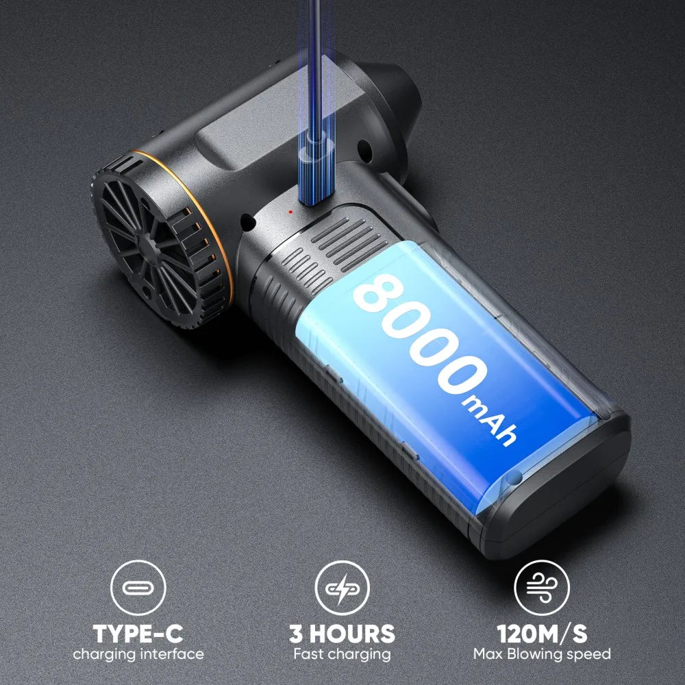 F11 Turbo Jet Fan 990000RPM Powerful Air Blower Brushless Motor Turbo Fan Wind Speed 65m/s 8000mAh Souffleur Air Puissant Tool