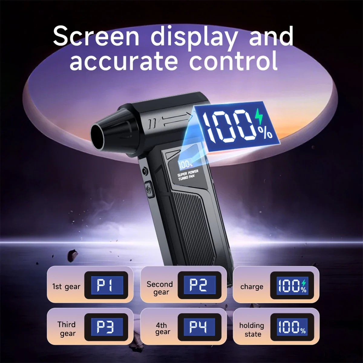 【2025 New】Wireless Jet Fan Brushless Motor Turbo Air Blower For Car Cleaning With LED Light Digital Display Portable Outdoor Use