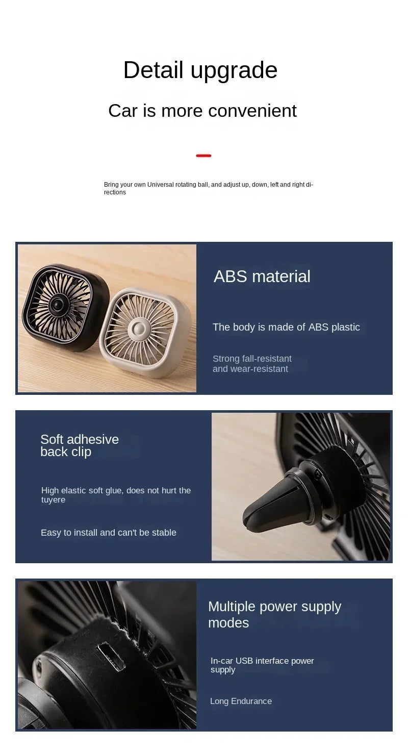 Mini Car Vent Fan - High-Speed Cooling, Energy-Efficient, USB Powered - Portable, Vibrant Colors, Easy Installation Amagi