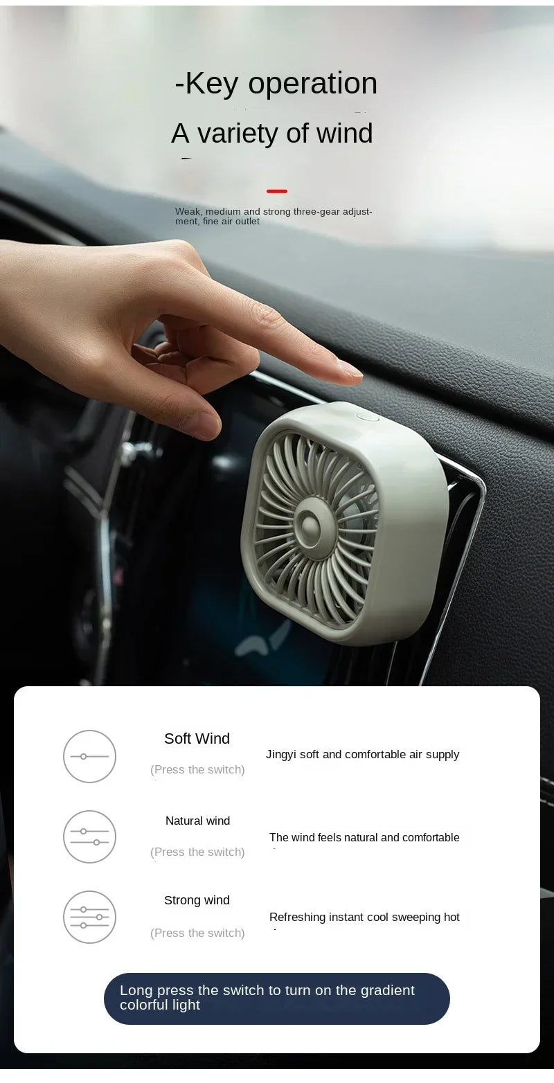 Mini Car Vent Fan - High-Speed Cooling, Energy-Efficient, USB Powered - Portable, Vibrant Colors, Easy Installation Amagi